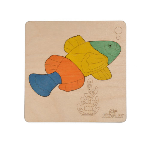 EKOPLAY’s Wooden Puzzles for Kids, 4 Piece Jigsaw Puzzle for Pre-School Kids, Learning Educational Toys Gifts for Boys Girls. Animal Puzzles Sets, Pets Fish in a Pond.