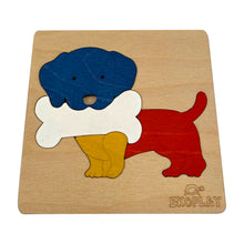 EKOPLAY Dog with A Bone Wooden Jigsaw Puzzle | 4 Piece Jigsaw Puzzle for Pre-School Kids, Learning Educational Toys Gifts for Boys Girls