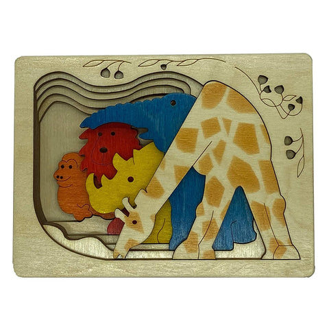 Ekoplay Grasslands - Animals in The Wild Wooden Puzzle - 5 Pieces, Fun Learning Game, Educational Toys for Boys, Girls, Kids, Toddlers (Multicolor, 3+ Age Group)