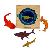 Endangered Sharks | Multilayered Wooden Jigsaw Puzzles for Kids | Hammerhead, Great White Shark, Whale Shark, Dusky Shark, Basking Shark | Learning Toy & Gift for Boys Girls Ages 3 Years and Above