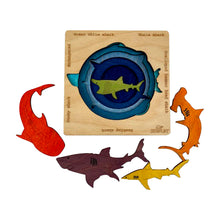 Endangered Sharks | Multilayered Wooden Jigsaw Puzzles for Kids | Hammerhead, Great White Shark, Whale Shark, Dusky Shark, Basking Shark | Learning Toy & Gift for Boys Girls Ages 3 Years and Above