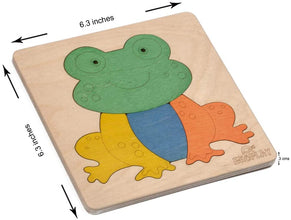 EKOPLAY Wooden Puzzles for Kids, 4 Piece Jigsaw Puzzle for Pre-School Kids, Learning Educational Toys Gifts for Boys Girls. Animal Puzzles Sets, Pets Happy Frog. Age 3+ Years.