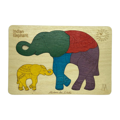 Ekoplay Mother and Baby Indian Elephant Wooden Puzzle-5 Pieces, Fun Learning Game, Educational Toys for Boys, Girls, Kids, Toddlers(Multicolor, 3+ Age Group)