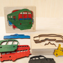 Ekoplay London Transport Wooden Puzzle - 5 Pieces, Fun Learning Game, Educational Toys for Boys, Girls, Kids, Toddlers (Multicolor, 2+ Age Group)