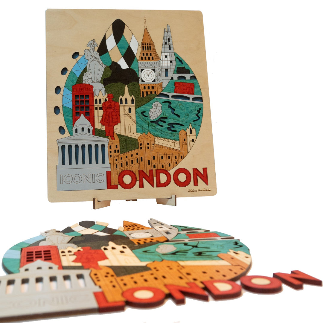 Ekoplay Iconic London Wooden Puzzle - 76 Pieces, Fun Learning Game, Educational Toys for Boys, Girls, Kids, Toddlers (Multicolor, 5+ Age Group)