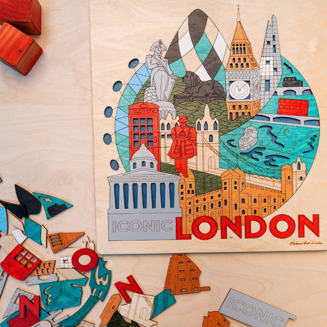 Ekoplay Iconic London Wooden Puzzle - 76 Pieces, Fun Learning Game, Educational Toys for Boys, Girls, Kids, Toddlers (Multicolor, 5+ Age Group)