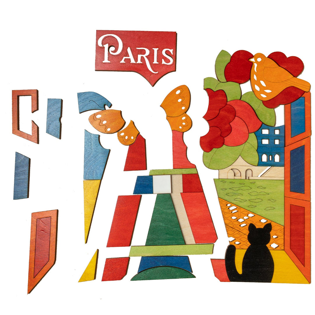 Ekoplay Wooden Paris Puzzle - 57 Pieces, Fun Learning Game, Educational Toys for Boys, Girls, Kids, Toddlers (Multicolor, 5+ Age Group)
