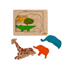 Ekoplay Jungle Animals Multilayered Wooden Puzzles For Kids | 6 Piece Jigsaw Puzzle For Preschool Kids | Learning Educational Toys Gifts For Boys Girls 3+ Years