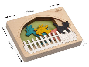 Ekoplay Farm Animals Multilayered Wooden Puzzles For Kids | 6 Piece Jigsaw Puzzle For Preschool Kids | Learning Educational Toys Gifts For Boys Girls 3+ Years
