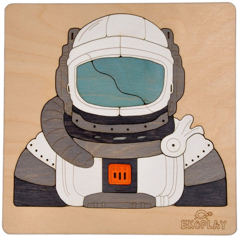 Ekoplay Astronaut and A Rocket | Man ON The Moon Puzzle for Kids | Multilayered 39 Piece Wooden Jigsaw Puzzle | Learning Educational Toys Gifts for Boys Girls 3 Years and Above.