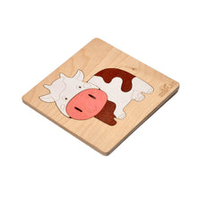 EKOPLAY Wooden Puzzles for Kids, 5 Piece Jigsaw Puzzle for Pre-School Kids, Learning Educational Toys Gifts for Boys Girls. Animal Puzzles Sets, Pets Happy Cow. Age 3+ Years.