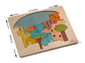 EKOPLAY City Construction Multi Layered Wooden Puzzles for Kids, 23 Piece Jigsaw Puzzle for School Kids, Learning Educational Toys Gifts for Boys Girls