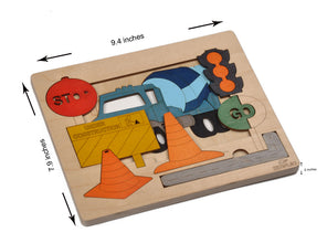 Ekoplay Road Construction Multilayered Wooden Puzzles For Kids, 20 Piece Jigsaw Puzzle For School Kids, Learning Educational Toys Gifts For Boys Girls. Construction Puzzles Sets, Road Construction.