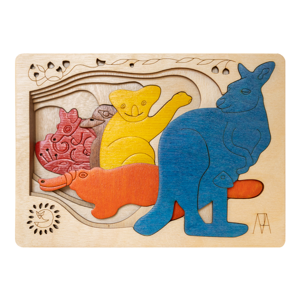 Australian Fauna Wooden Puzzle - Multicolor, 2+ Age Group