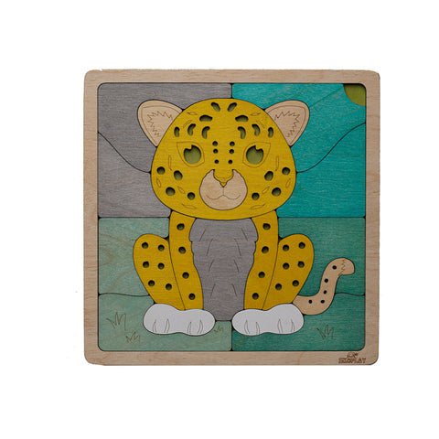 Ekoplay Amur Leopard Wooden Puzzle | 20 Pieces Jigsaw Puzzle | Endangered Animals for Kids 3 Years and Above