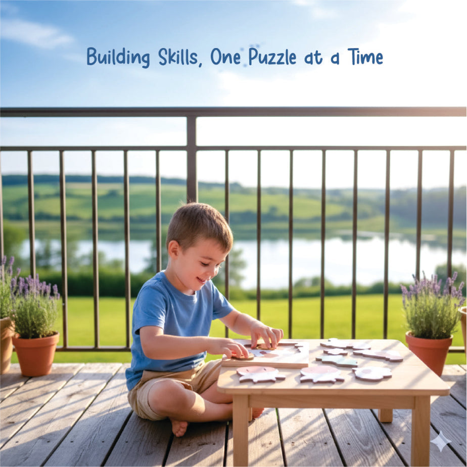 EKOPLAY Wooden Puzzles for Kids, 5 Piece Jigsaw Puzzle for Pre-School Kids, Learning Educational Toys Gifts for Boys Girls. Animal Puzzles Sets, Pets Happy Cow. Age 3+ Years.