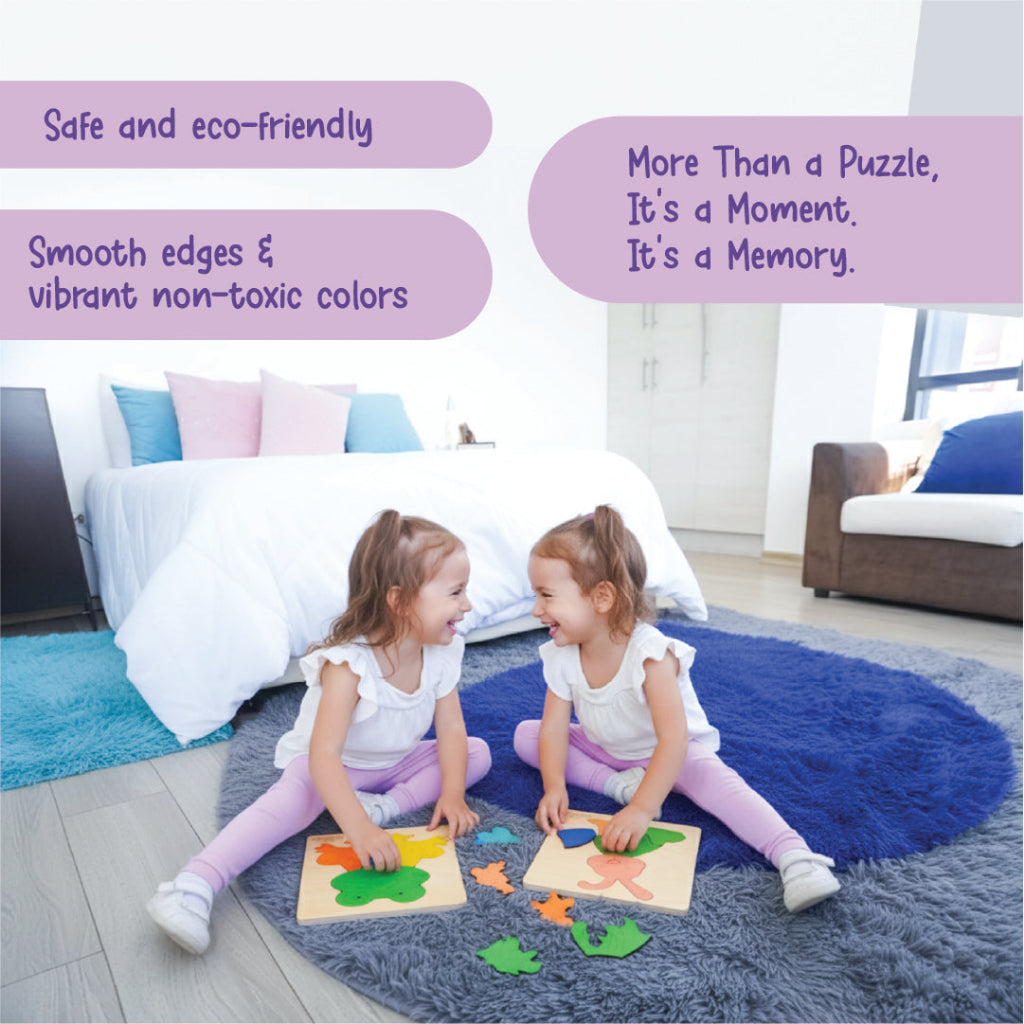 EKOPLAY Wooden Puzzles for Kids, 4 Piece Jigsaw Puzzle for Pre-School Kids, Learning Educational Toys Gifts for Boys Girls. Animal Puzzles Sets, Pets Happy Rabbit. Age 3+ Years.