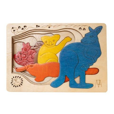 Ekoplay Australian Fauna Wooden Puzzle - 6 Layered 5 Pieces, Fun Learning Game/Toys for Boys, Girls, Kids, Toddlers (Multicolor, 2+ Age Group)