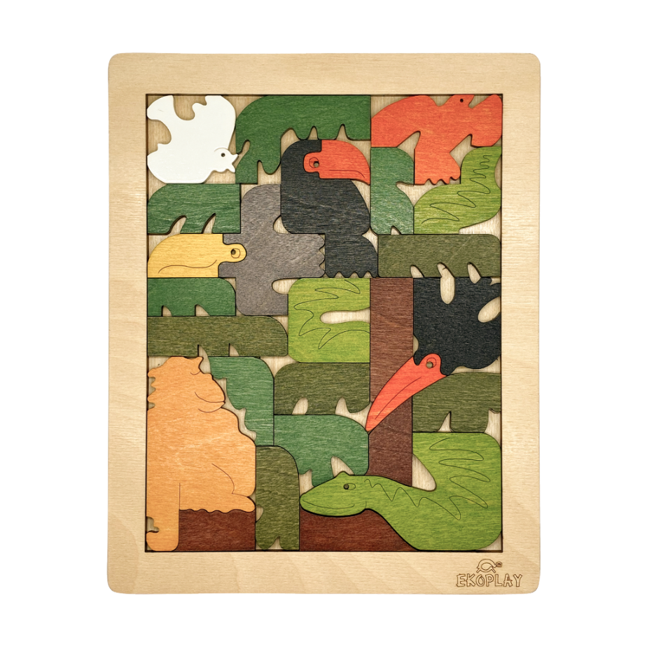 EKOPLAY’s Colorful Brain Teaser- Hornbill Fun, 26 Pieces Educational Wooden Puzzle, Great Gift for Children of The Age Group 3+ Years.