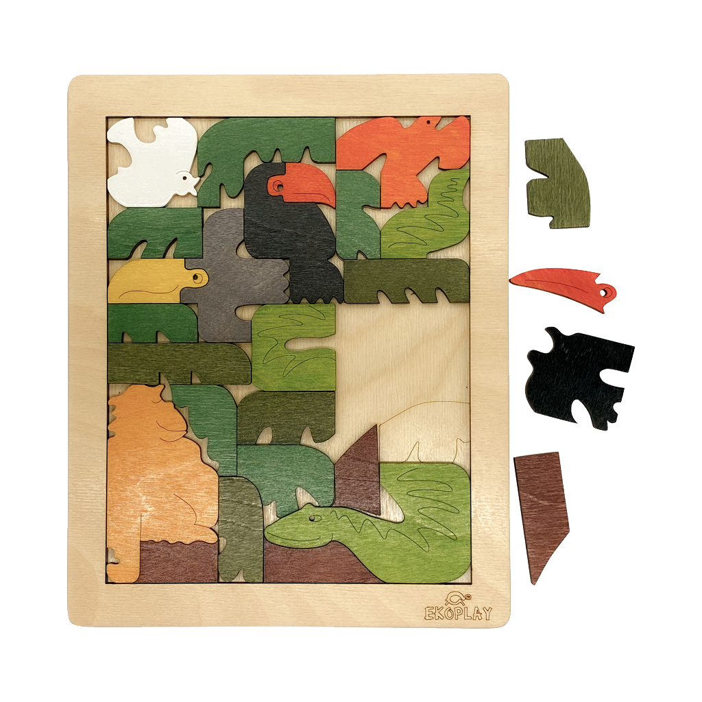 EKOPLAY’s Colorful Brain Teaser- Hornbill Fun, 26 Pieces Educational Wooden Puzzle, Great Gift for Children of The Age Group 3+ Years.