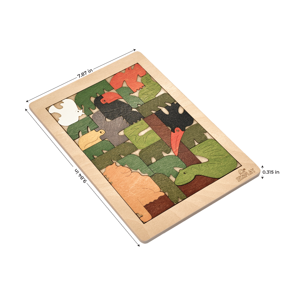 EKOPLAY’s Colorful Brain Teaser- Hornbill Fun, 26 Pieces Educational Wooden Puzzle, Great Gift for Children of The Age Group 3+ Years.