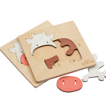 EKOPLAY Wooden Puzzles for Kids, 5 Piece Jigsaw Puzzle for Pre-School Kids, Learning Educational Toys Gifts for Boys Girls. Animal Puzzles Sets, Pets Happy Cow. Age 3+ Years.