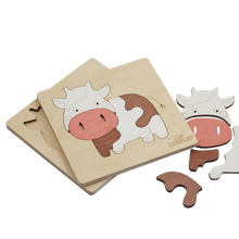 EKOPLAY Wooden Puzzles for Kids, 5 Piece Jigsaw Puzzle for Pre-School Kids, Learning Educational Toys Gifts for Boys Girls. Animal Puzzles Sets, Pets Happy Cow. Age 3+ Years.