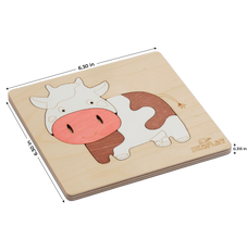 EKOPLAY Wooden Puzzles for Kids, 5 Piece Jigsaw Puzzle for Pre-School Kids, Learning Educational Toys Gifts for Boys Girls. Animal Puzzles Sets, Pets Happy Cow. Age 3+ Years.