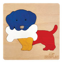 EKOPLAY Dog with A Bone Wooden Jigsaw Puzzle | 4 Piece Jigsaw Puzzle for Pre-School Kids, Learning Educational Toys Gifts for Boys Girls