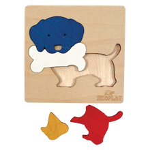 EKOPLAY Dog with A Bone Wooden Jigsaw Puzzle | 4 Piece Jigsaw Puzzle for Pre-School Kids, Learning Educational Toys Gifts for Boys Girls