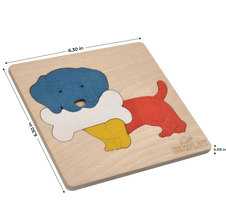 EKOPLAY Dog with A Bone Wooden Jigsaw Puzzle | 4 Piece Jigsaw Puzzle for Pre-School Kids, Learning Educational Toys Gifts for Boys Girls