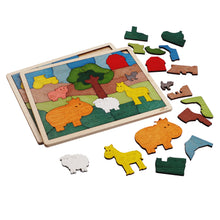 Down on The Farm Wooden Puzzle, 33 Pieces, Endangered Animals, Farm Animals, for Kids Ages 3+