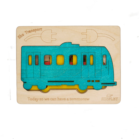 Ekoplay Eko Trasport Multi Layered Wooden Puzzles For Kids | 5 Piece Jigsaw Puzzle For Preschool Kids | Learning Educational Toys Gifts For Boys Girls 3+ Years