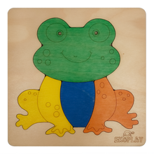 EKOPLAY Wooden Puzzles for Kids, 4 Piece Jigsaw Puzzle for Pre-School Kids, Learning Educational Toys Gifts for Boys Girls. Animal Puzzles Sets, Pets Happy Frog. Age 3+ Years.