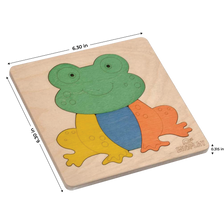 EKOPLAY Wooden Puzzles for Kids, 4 Piece Jigsaw Puzzle for Pre-School Kids, Learning Educational Toys Gifts for Boys Girls. Animal Puzzles Sets, Pets Happy Frog. Age 3+ Years.