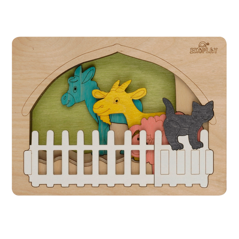 Farm Animals Multilayered Wooden Puzzles For Kids - 3+ Years