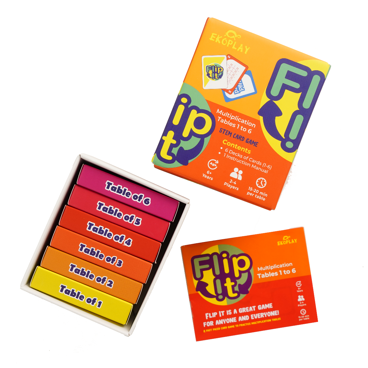 Ekoplay Flip It Multiplication Card Game with Tables 1-6