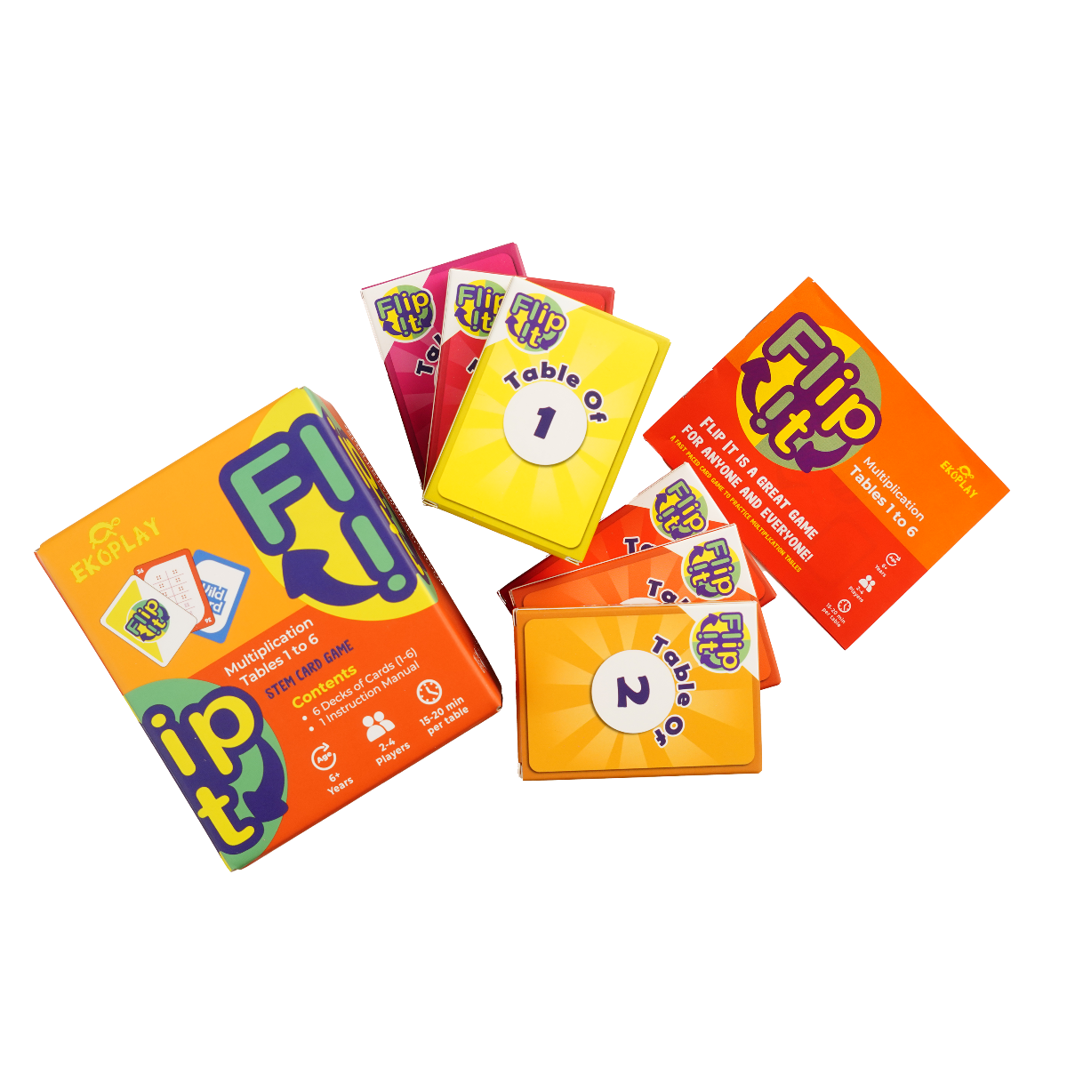 Ekoplay Flip It Multiplication Card Game with Tables 1-6