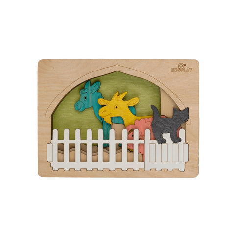 Ekoplay Farm Animals Multilayered Wooden Puzzles For Kids | 6 Piece Jigsaw Puzzle For Preschool Kids | Learning Educational Toys Gifts For Boys Girls 3+ Years
