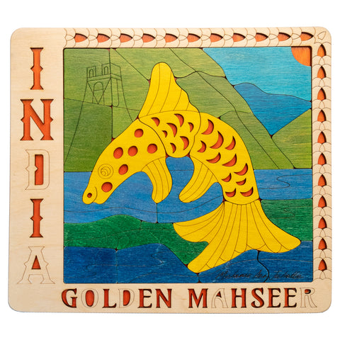 Ekoplay  Golden Mahseer Jigsaw Wooden Puzzle - 23 Pieces, Fun Learning Game, Educational Toys for Boys, Girls, Kids, Toddlers (Multicolor, 3+ Age Group)
