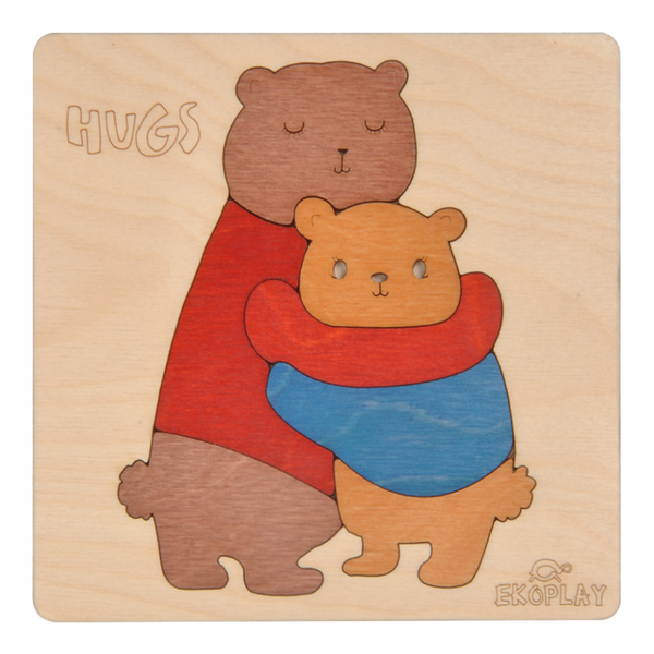 Hugs Bear Wooden Puzzle for Kids - Age 3+ Years.