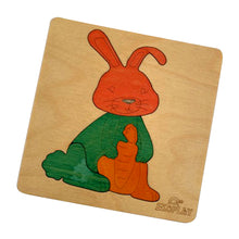 EKOPLAY Wooden Puzzles for Kids, 4 Piece Jigsaw Puzzle for Pre-School Kids, Learning Educational Toys Gifts for Boys Girls. Animal Puzzles Sets, Pets Happy Rabbit. Age 3+ Years.