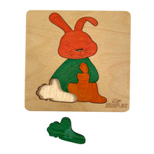 EKOPLAY Wooden Puzzles for Kids, 4 Piece Jigsaw Puzzle for Pre-School Kids, Learning Educational Toys Gifts for Boys Girls. Animal Puzzles Sets, Pets Happy Rabbit. Age 3+ Years.