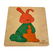 EKOPLAY Wooden Puzzles for Kids, 4 Piece Jigsaw Puzzle for Pre-School Kids, Learning Educational Toys Gifts for Boys Girls. Animal Puzzles Sets, Pets Happy Rabbit. Age 3+ Years.