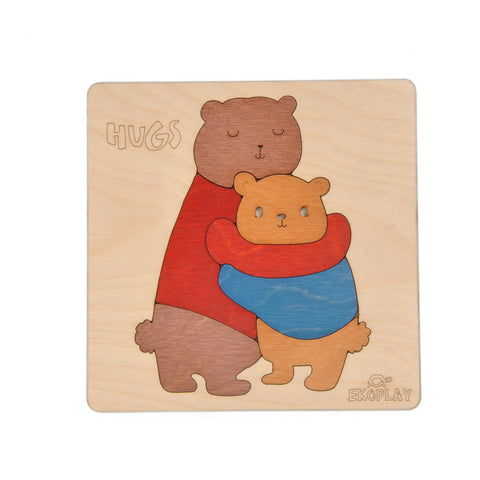 EKOPLAY’s Wooden Hugs Bear Puzzles for Kids, 7 Piece Jigsaw Puzzle for Pre-School Kids, Learning Educational Toys Gifts for Boys Girls. Animal Puzzles Sets, Age 3+ Years.
