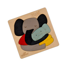 EKOPLAY’s Wooden Puzzles for Kids, 9 Piece Jigsaw Puzzle for Pre-School Kids, Learning Educational Toys Gifts for Boys Girls. Animal Puzzles Sets, Hugs Elephant. Age 3+ Years.