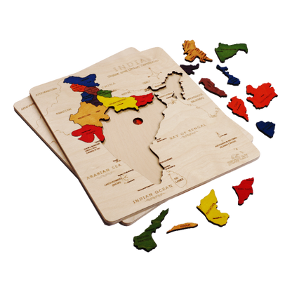 India Map Learning Puzzle. Geography Skill Toy for Kids.