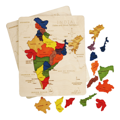 India Map Learning Puzzle. Geography Skill Toy for Kids.