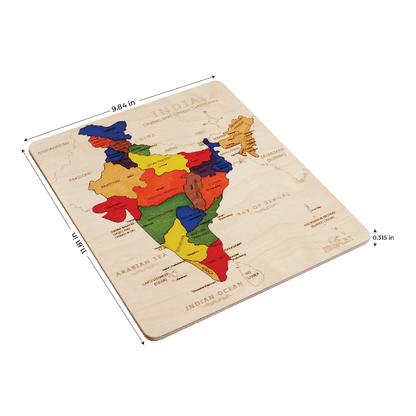 India Map Learning Puzzle. Geography Skill Toy for Kids.