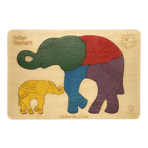 Ekoplay Mother and Baby Indian Elephant Wooden Puzzle-5 Pieces, Fun Learning Game, Educational Toys for Boys, Girls, Kids, Toddlers(Multicolor, 3+ Age Group)